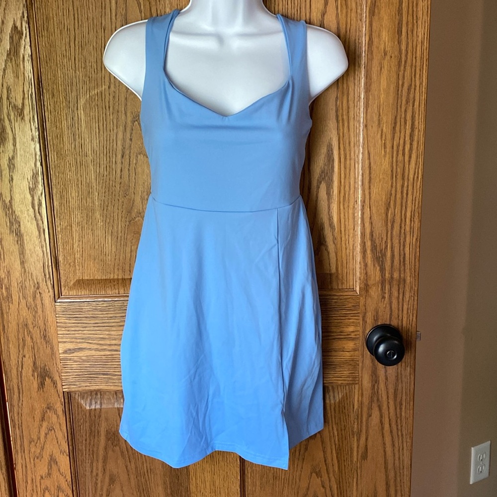 NWOT Women’s Light Blue Swim Dress/Skort Size Small. Adjustable Straps.